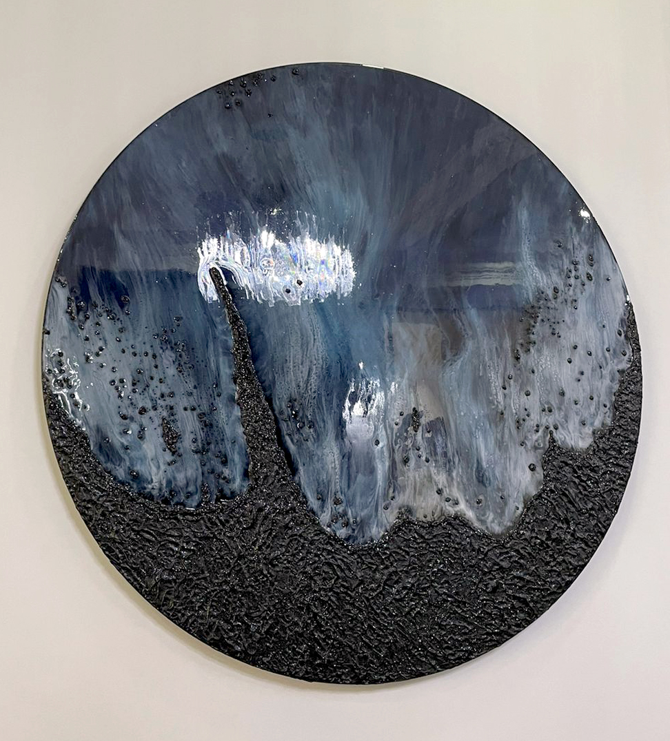 Dark blue and Dark blue Geode Abstract Art