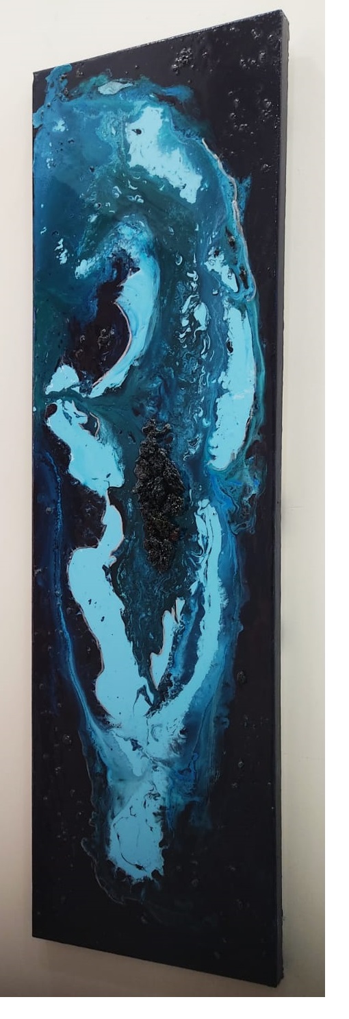 Dark blue and Blue Geode Abstract Art